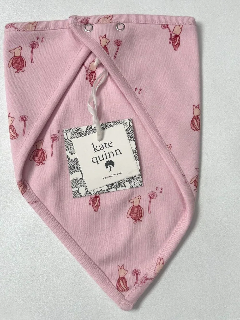 NWT Kate Quinn Bandana Bib Pink Piglet Winnie the Pooh Organic Cotton